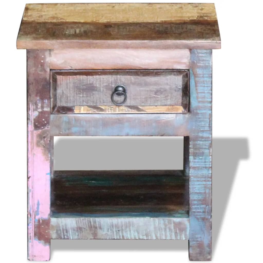 Odkládací Stolek Zásuvka Masivní Recyklované Dřevo 43X33X51 Cm