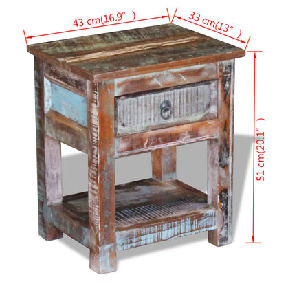 Odkládací Stolek Zásuvka Masivní Recyklované Dřevo 43X33X51 Cm