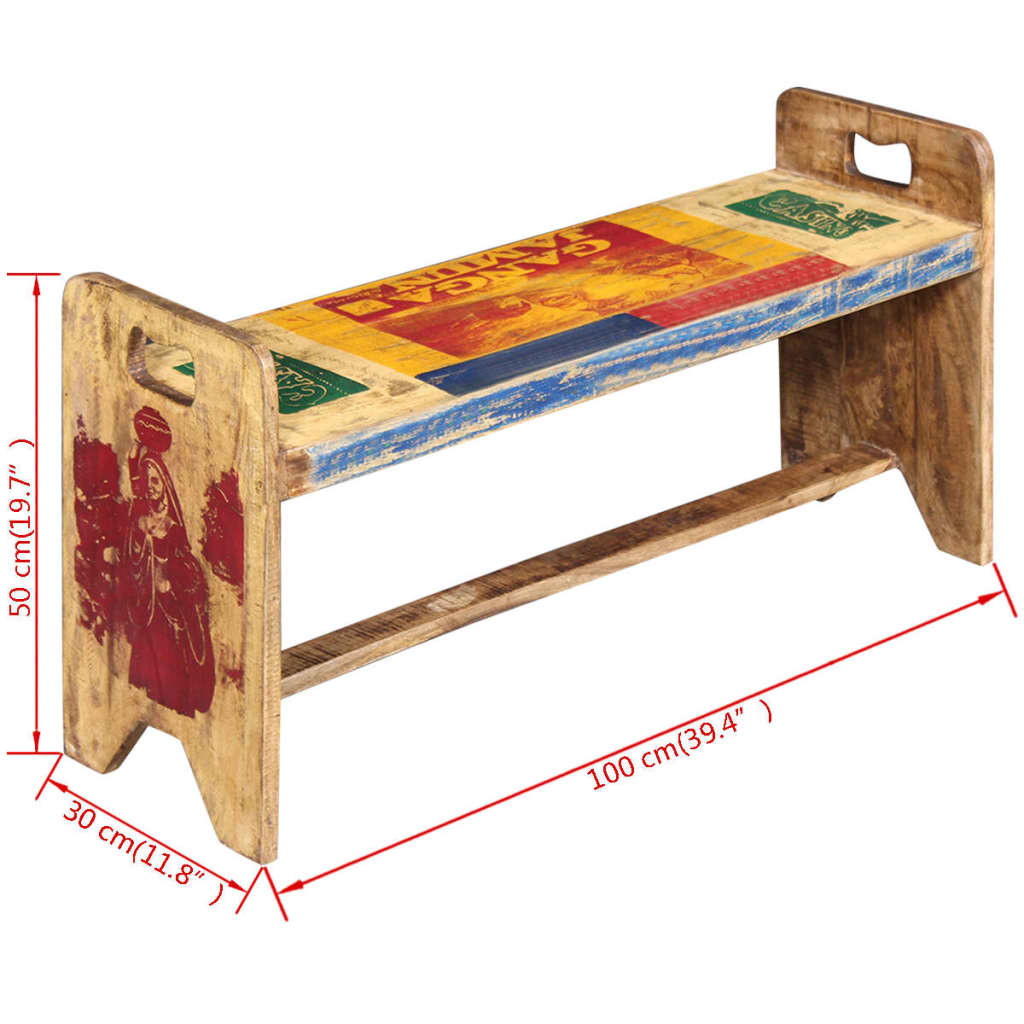 Cola Lavice Masivní Recyklované Dřevo 100 X 30 X 50 Cm