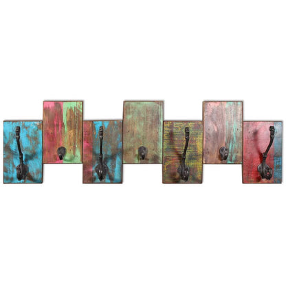 Věšák Se 7 Háčky Masivní Recyklované Dřevo