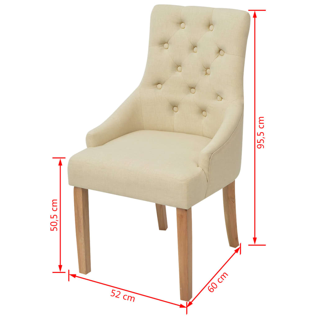 Jídelní Židle 2 Ks Krémové Textil