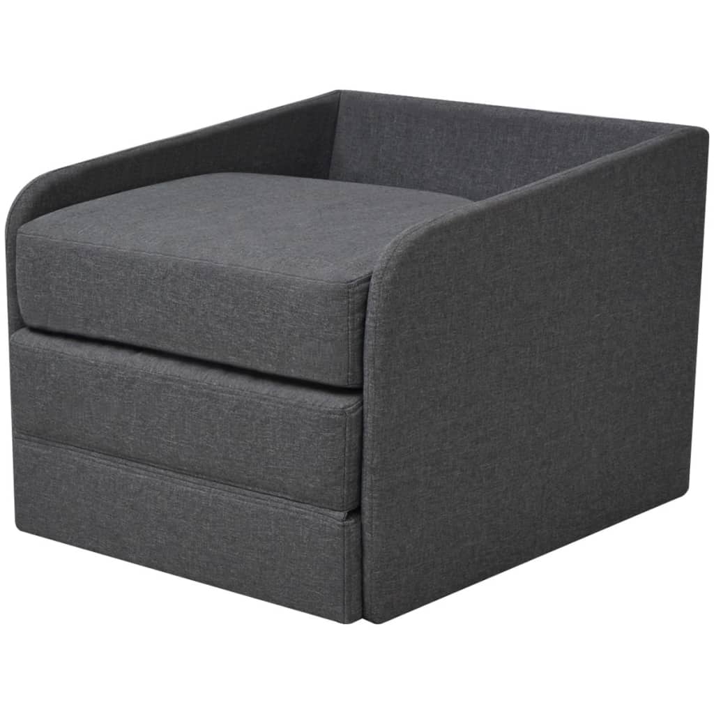 Rozkládací Křeslo Tmavě Šedé Textil