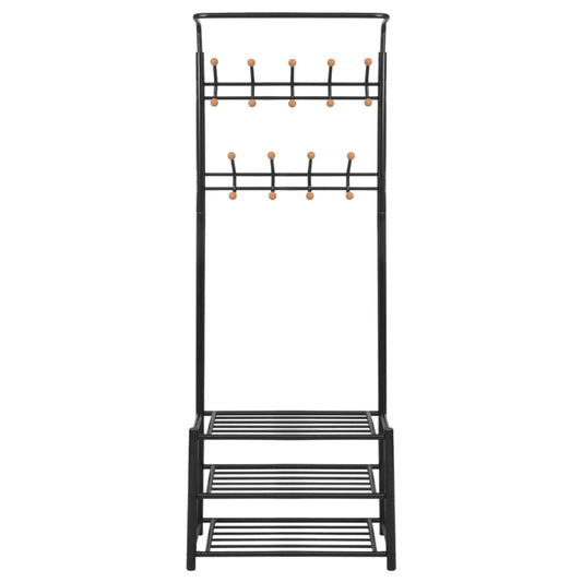 Věšák Na Oblečení S Botníkem 68 X 32 X 182,5 Cm Černý