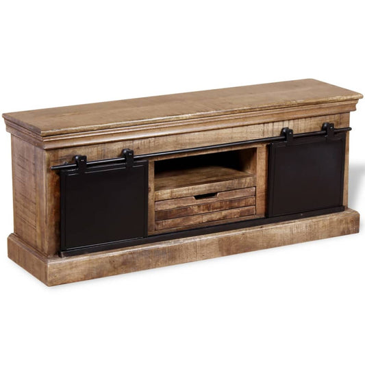 Tv Stolek S 2 Posuvnými Dvířky Mangovníkové Dřevo 110X30X45 Cm