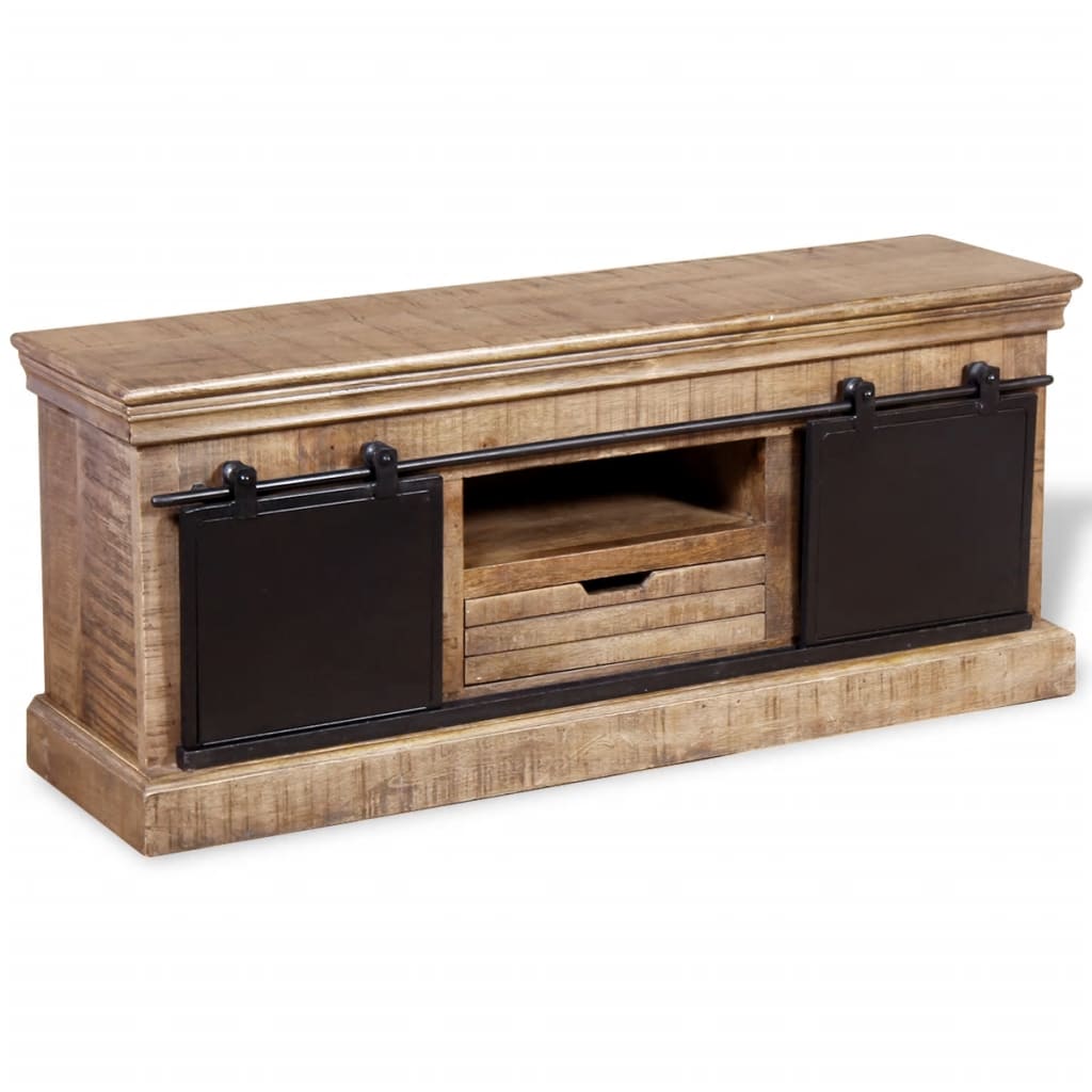 Tv Stolek S 2 Posuvnými Dvířky Mangovníkové Dřevo 110X30X45 Cm