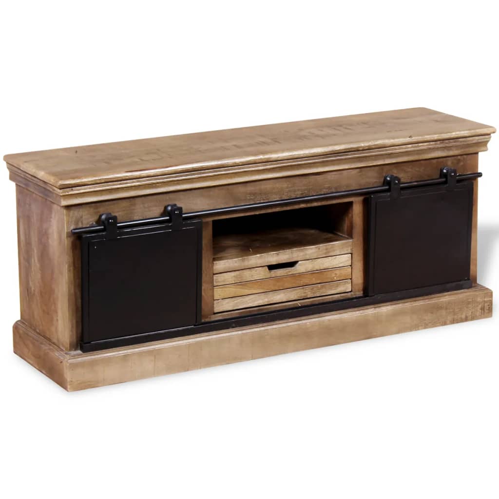 Tv Stolek S 2 Posuvnými Dvířky Mangovníkové Dřevo 110X30X45 Cm