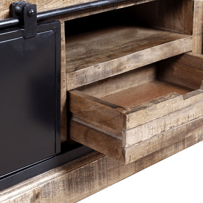 Tv Stolek S 2 Posuvnými Dvířky Mangovníkové Dřevo 110X30X45 Cm