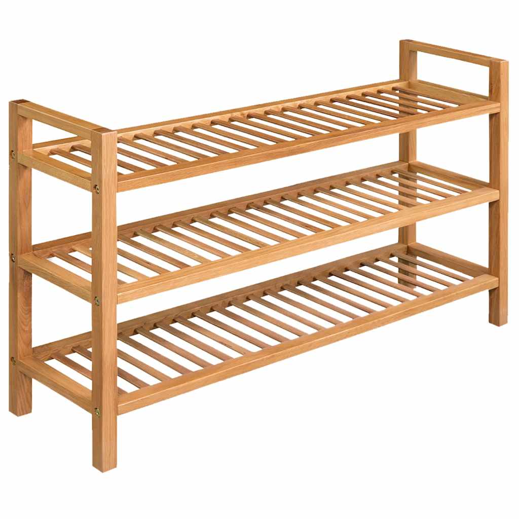 Botník Se 3 Policemi 100 X 27 X Masivní Dubové Dřevo
