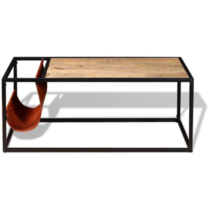 Konferenční Stolek + Držák Na Časopisy Z Pravé Kůže 110X50X45Cm