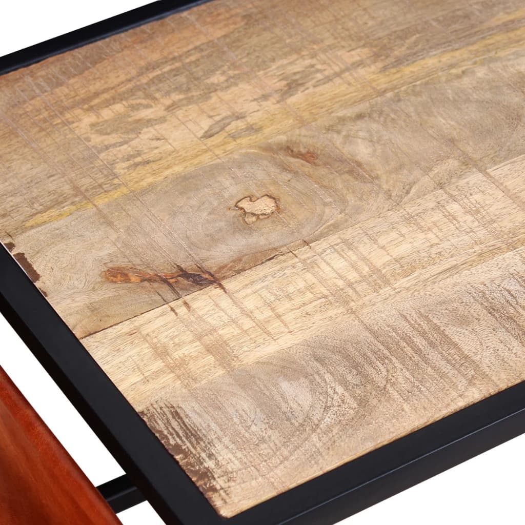 Konferenční Stolek + Držák Na Časopisy Z Pravé Kůže 110X50X45Cm