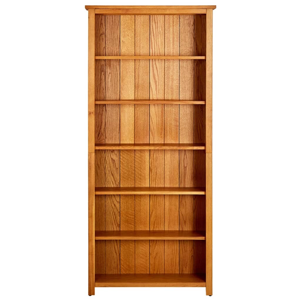 Knihovna Se 6 Policemi 80 X 22,5 X 180 Cm Masivní Dubové Dřevo