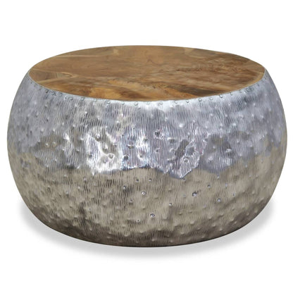 Konferenční Stolek, Hliník A Teak, 60X60X30 Cm