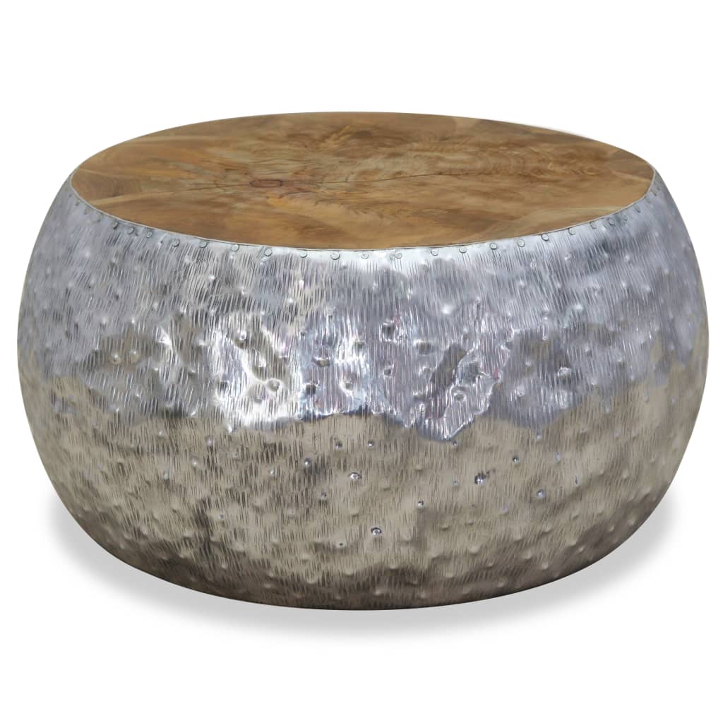 Konferenční Stolek, Hliník A Teak, 60X60X30 Cm