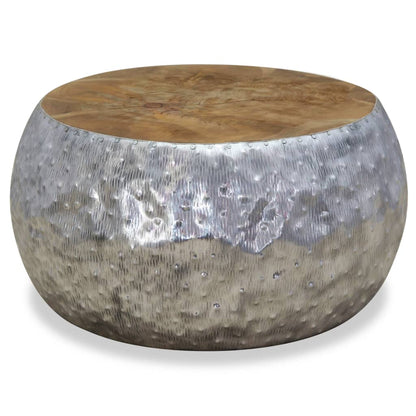 Konferenční Stolek, Hliník A Teak, 60X60X30 Cm