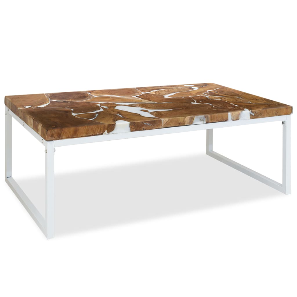 Konferenční Stolek, Teak A Pryskyřice, 60X60X40 Cm