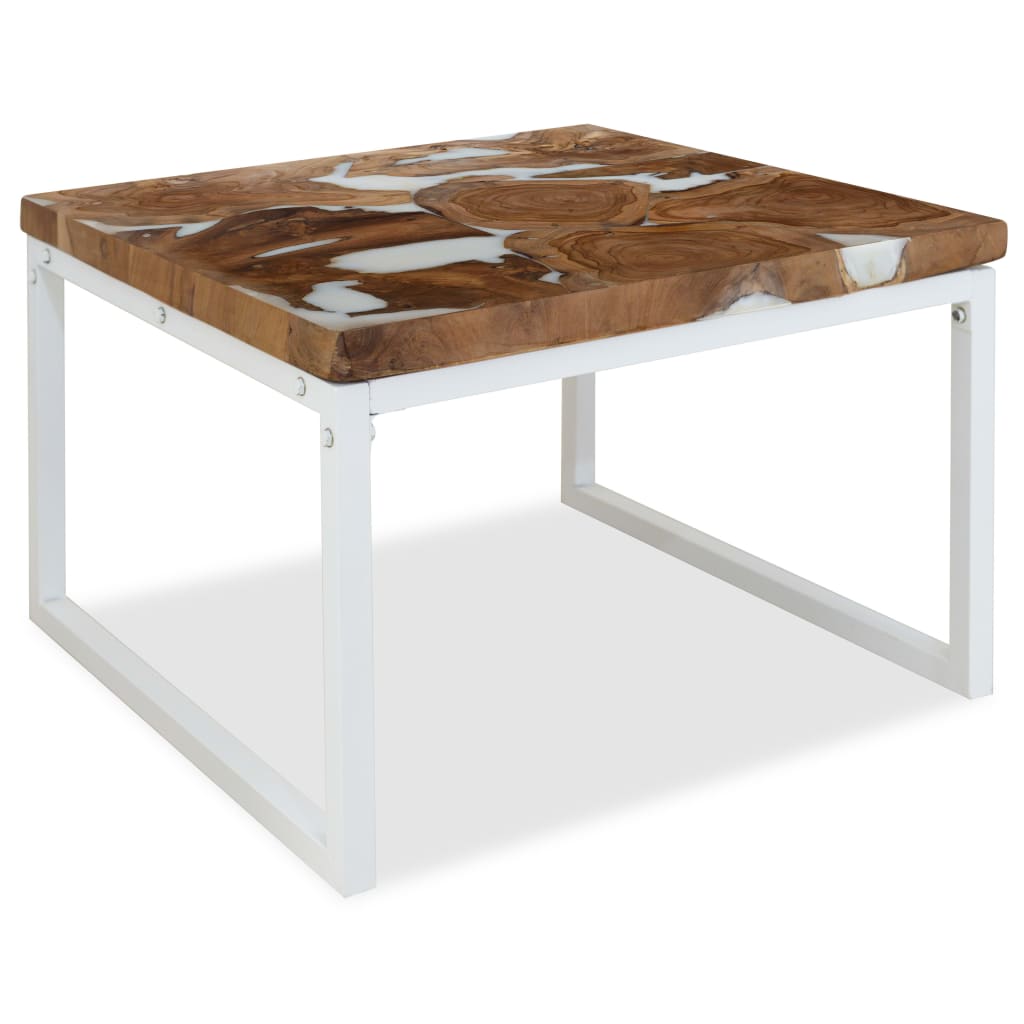 Konferenční Stolek, Teak A Pryskyřice, 60X60X40 Cm
