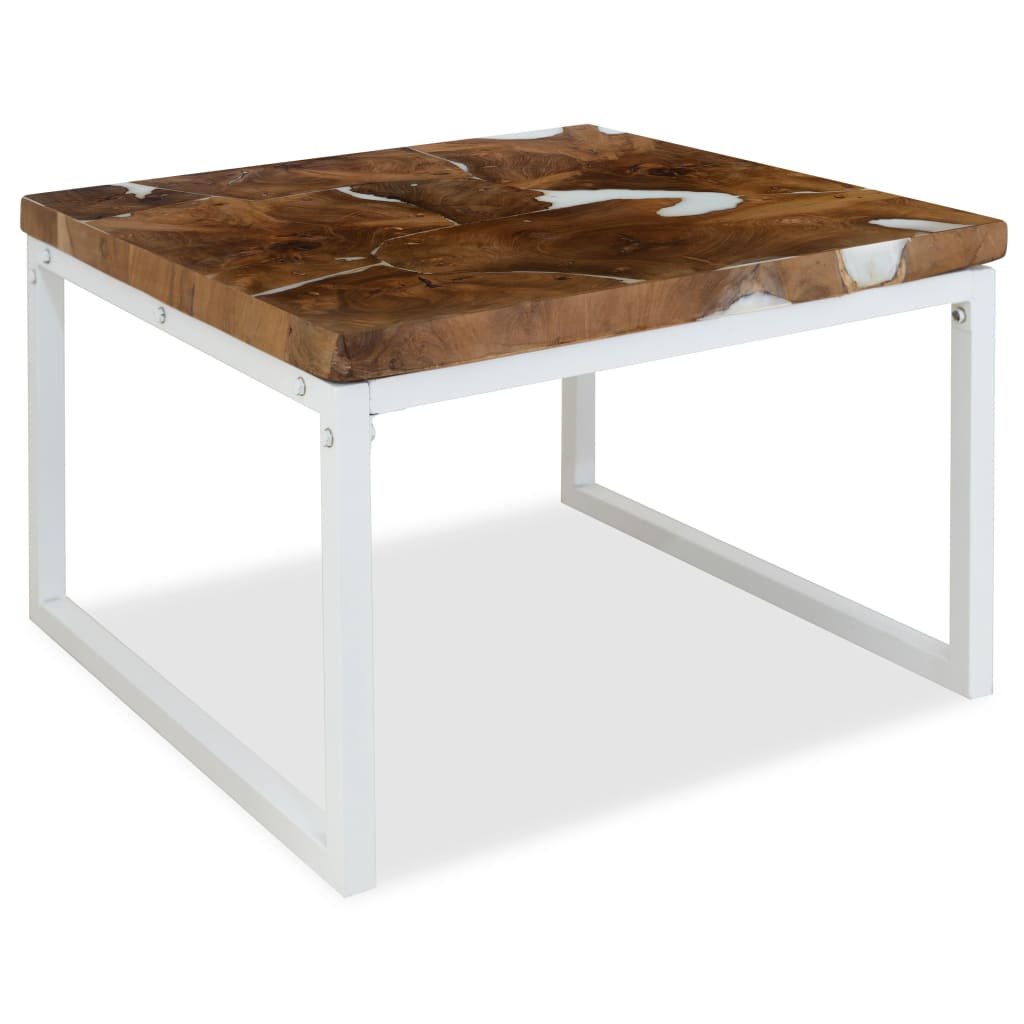 Konferenční Stolek, Teak A Pryskyřice, 60X60X40 Cm