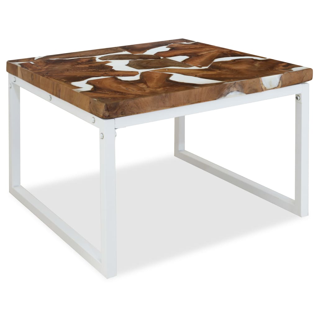 Konferenční Stolek, Teak A Pryskyřice, 60X60X40 Cm