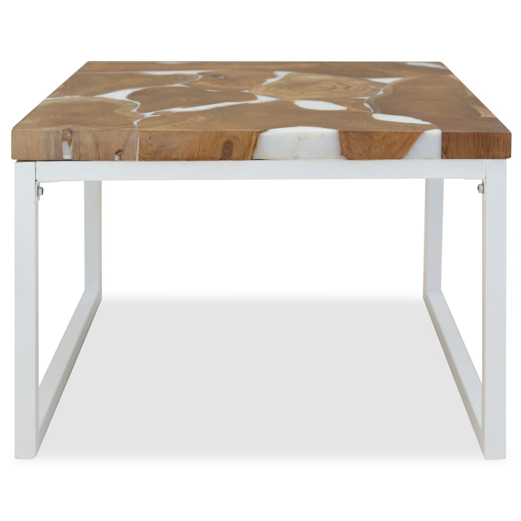 Konferenční Stolek, Teak A Pryskyřice, 60X60X40 Cm