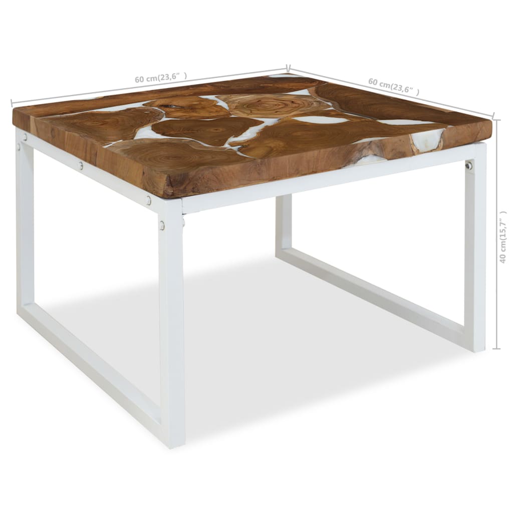 Konferenční Stolek, Teak A Pryskyřice, 60X60X40 Cm