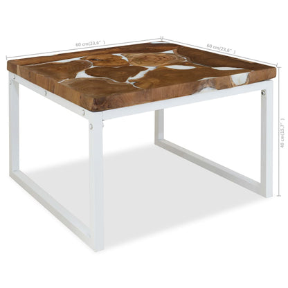 Konferenční Stolek, Teak A Pryskyřice, 60X60X40 Cm
