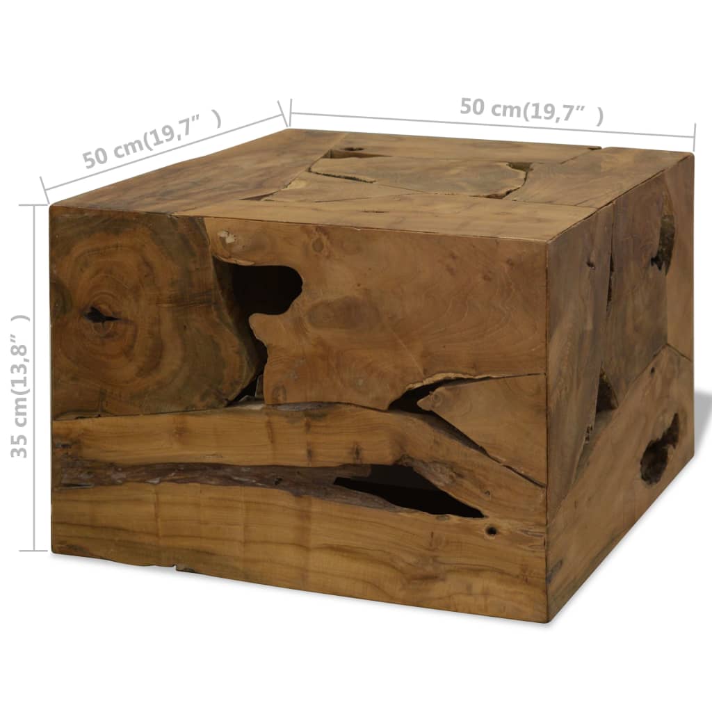 Konferenční Stolek, Pravý Teak, 50X50X35 Cm, Hnědý