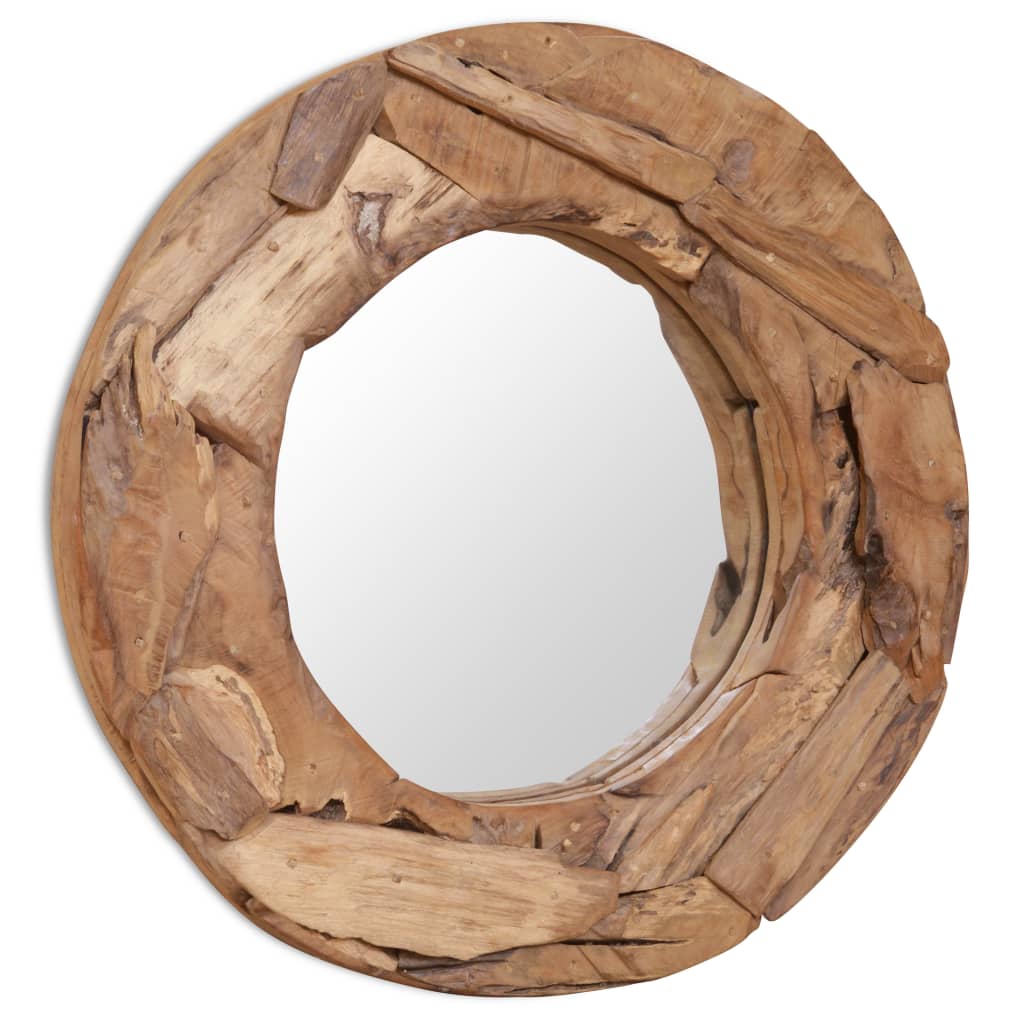 Dekorativní Zrcadlo, Kulaté, Teak,