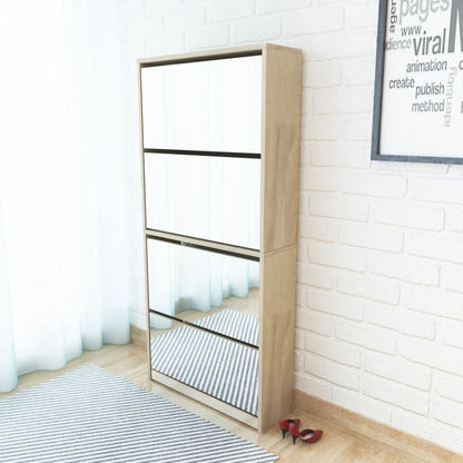 Botník Čtyřpatrový Zrcadlo Bílý 63 X 17 X 134 Cm