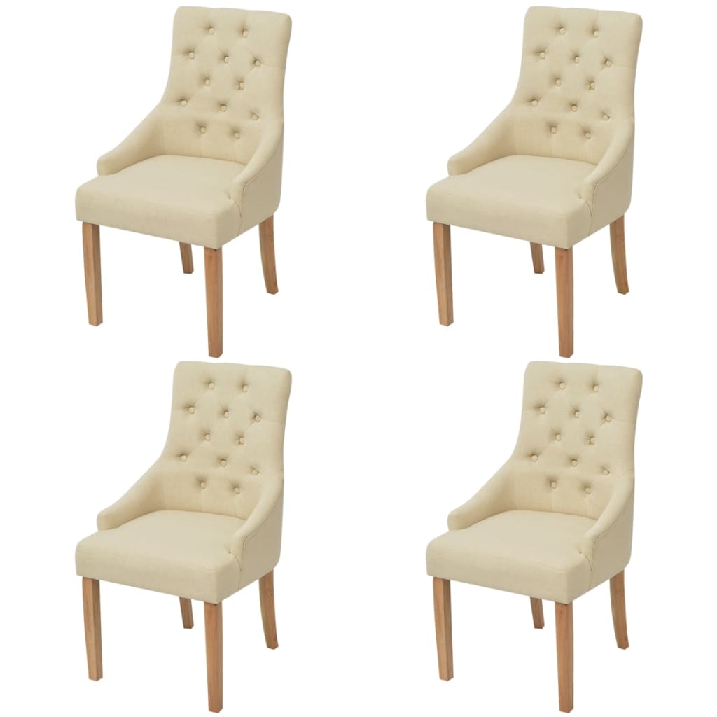 Jídelní Židle 2 Ks Krémové Textil