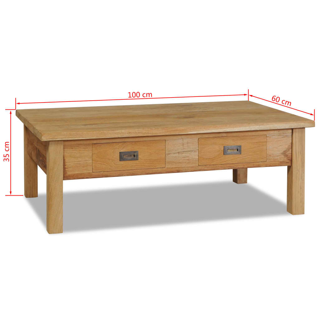 Konferenční Stolek Masivní Teak 100 X 60 X 35 Cm