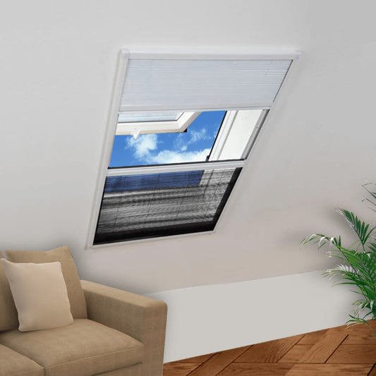 Plisovaná okenní síť proti hmyzu se zástěnou, hliník, 60x80 cm
