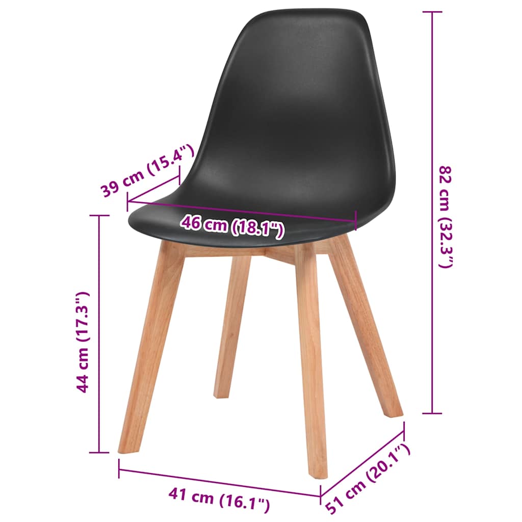 Jídelní Židle 6 Ks Černé Plast