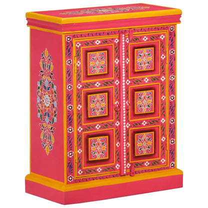 Příborník Z Masivního Mangovníku Ručně Malovaný Růžový