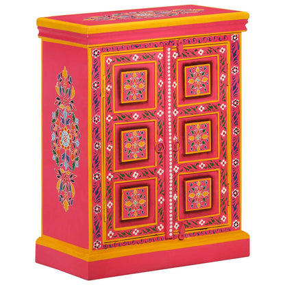 Příborník Z Masivního Mangovníku Ručně Malovaný Růžový