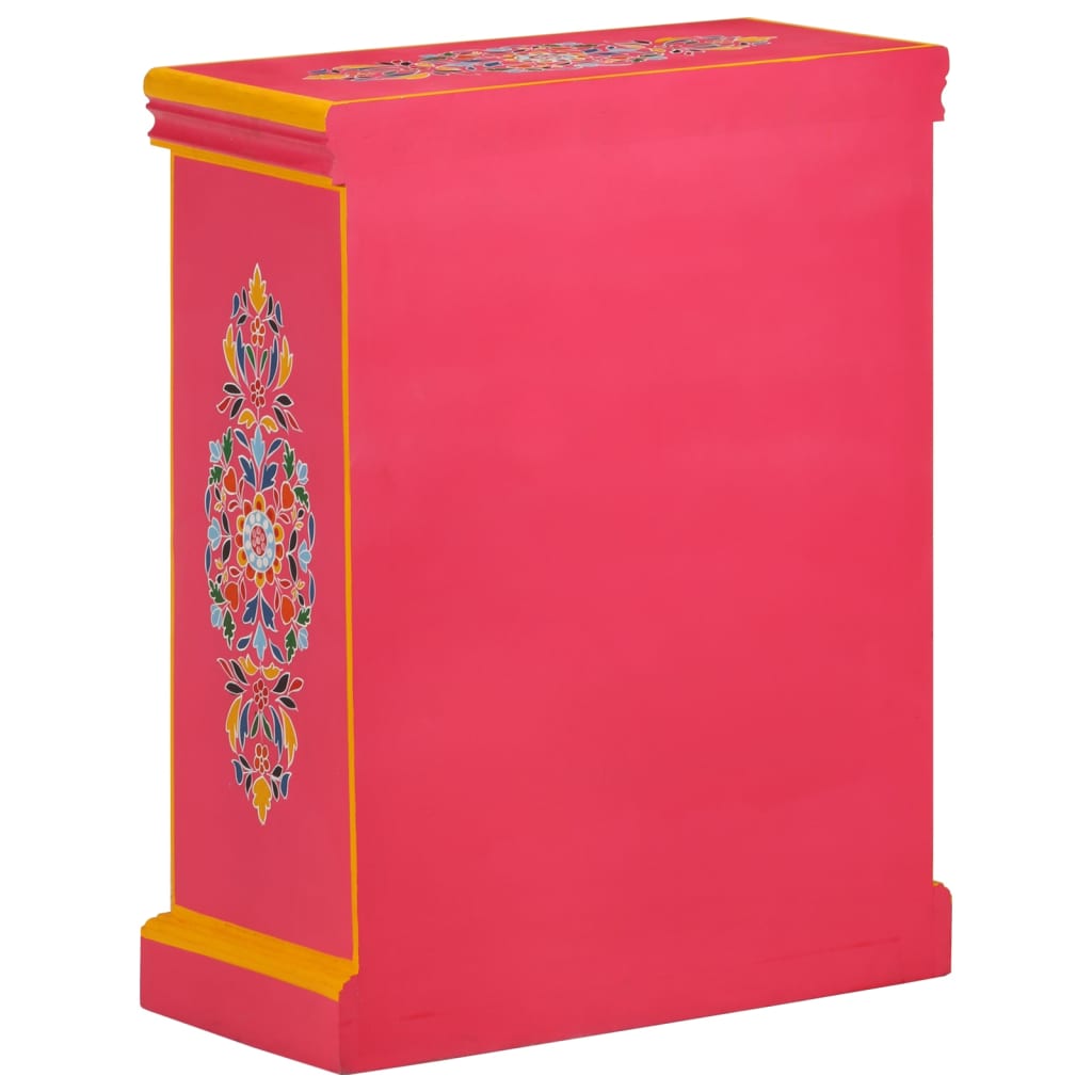 Příborník Z Masivního Mangovníku Ručně Malovaný Růžový