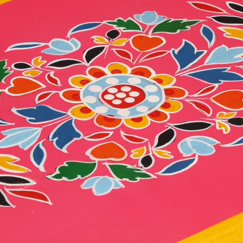 Příborník Z Masivního Mangovníku Ručně Malovaný Růžový