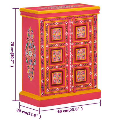 Příborník Z Masivního Mangovníku Ručně Malovaný Růžový