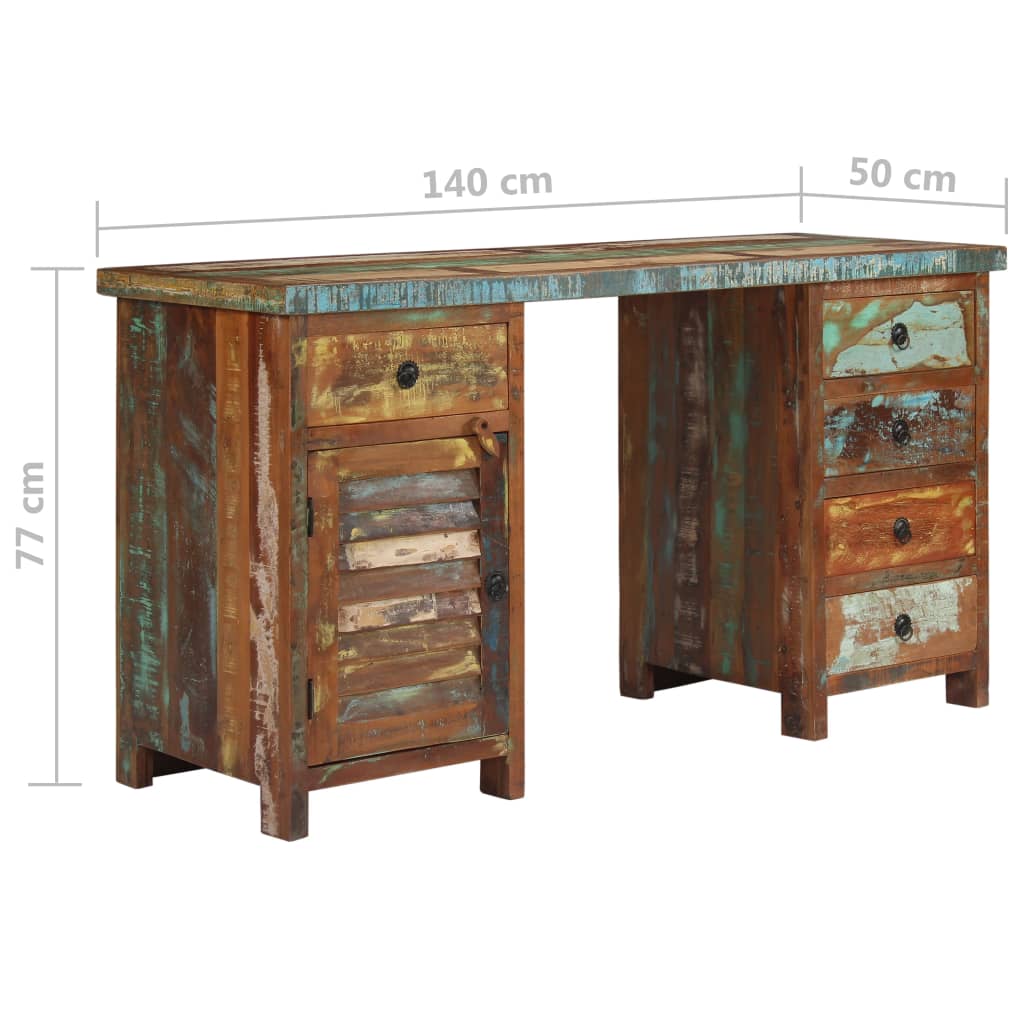Psací Stůl Se Skříňkami Masivní Recyklované Dřevo 140X50X77 Cm