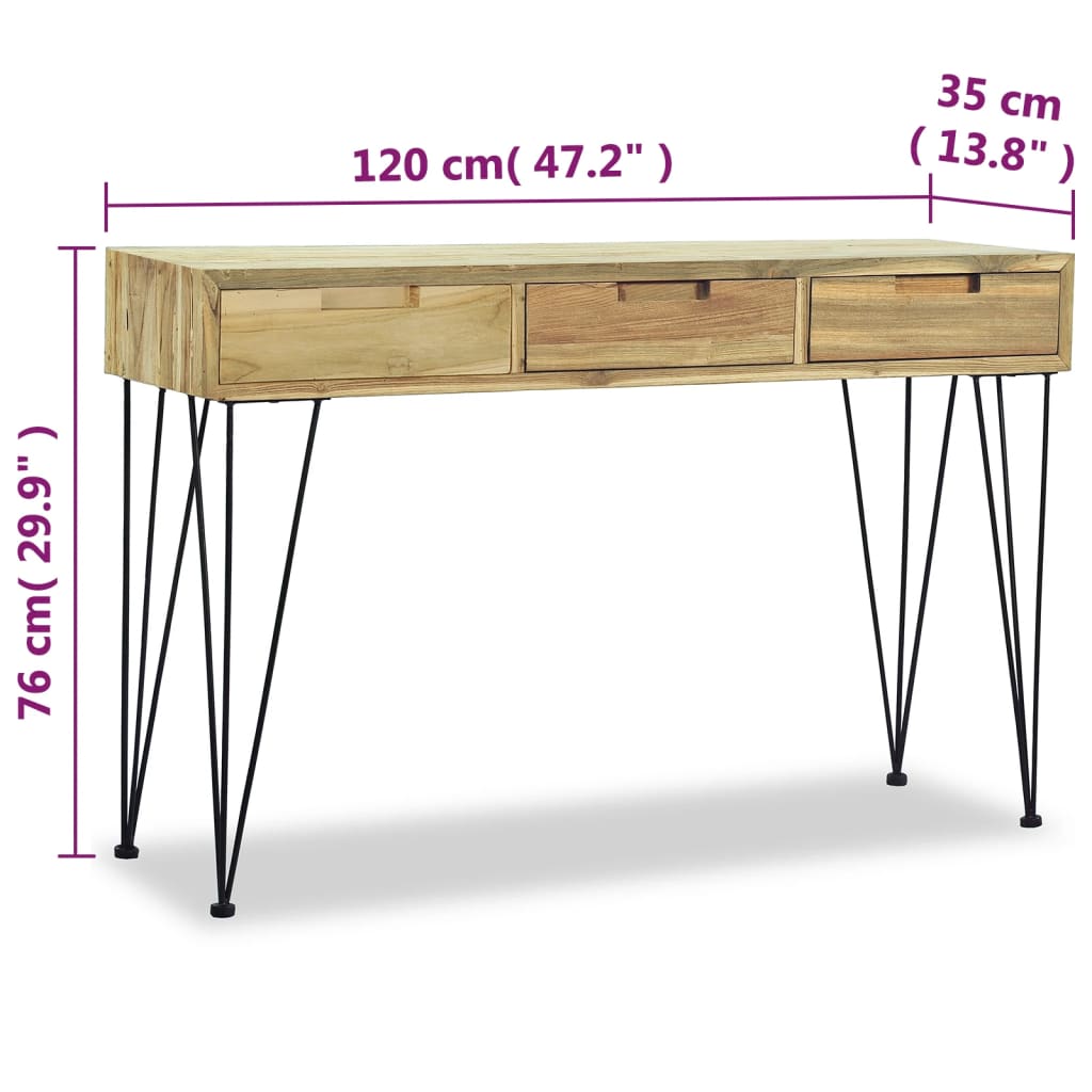 Odkládací Stolek, Masivní Teak, 120X35X76 Cm