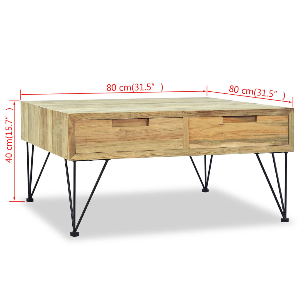 Konferenční Stolek, Masivní Teak, 80X80X40 Cm