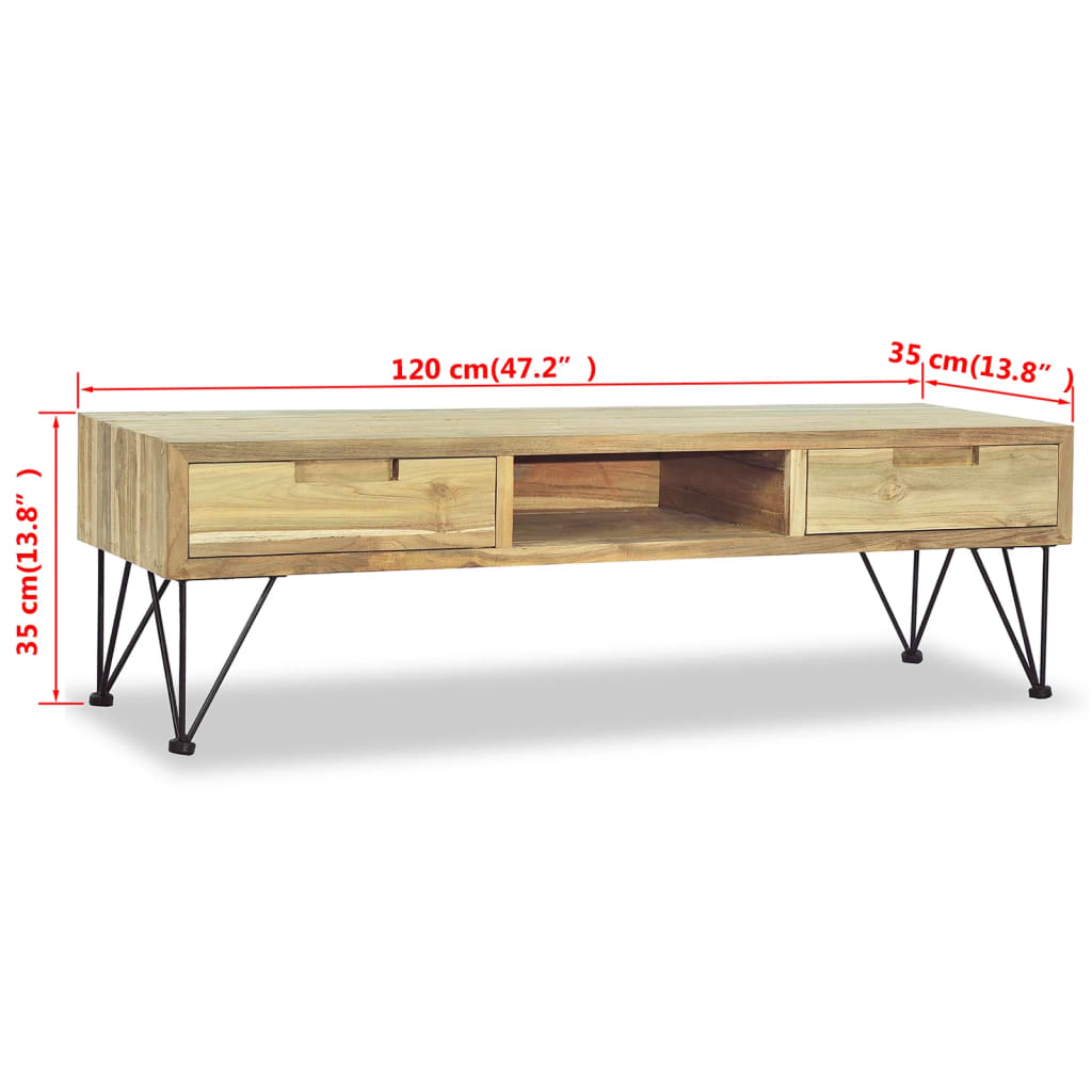 Tv Stolek 120 X 35 X 35 Cm Masivní Teak
