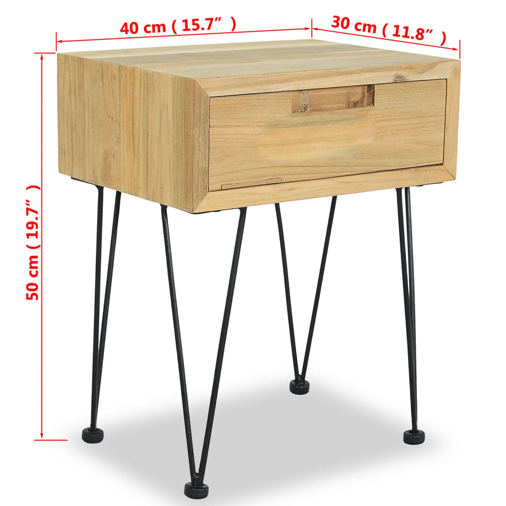 Noční Stolek 40 X 30 X 50 Cm Masivní Teak