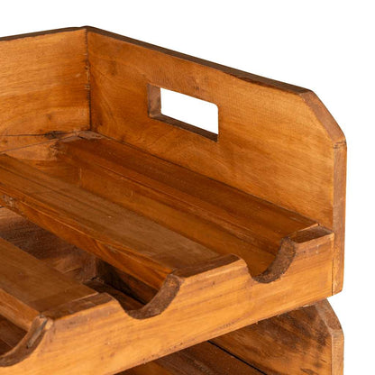 Stojan Na Víno Se 4 Regály Pro 16 Lahví Masivní Mahagon