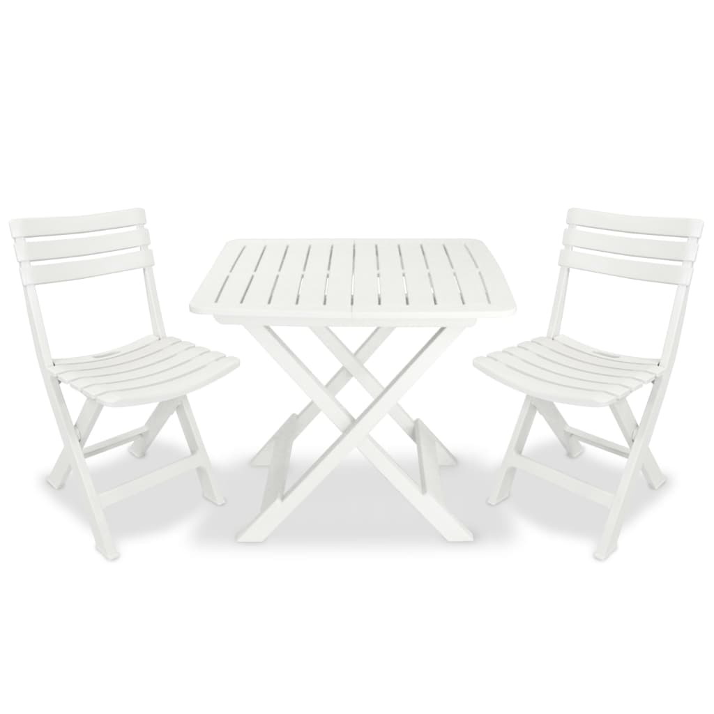 3Dílný Skládací Bistro Set Plastový Bílý