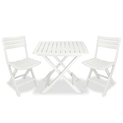 3Dílný Skládací Bistro Set Plastový Bílý