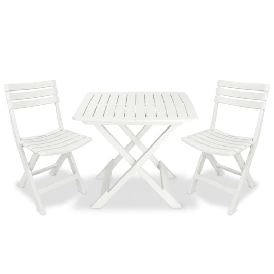 3Dílný Skládací Bistro Set Plastový Bílý