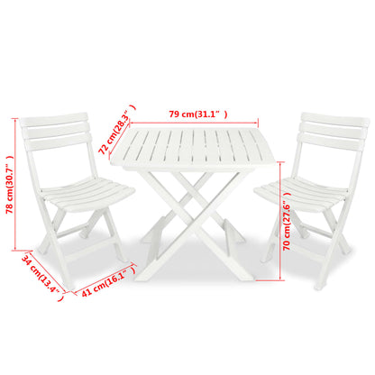 3Dílný Skládací Bistro Set Plastový Bílý