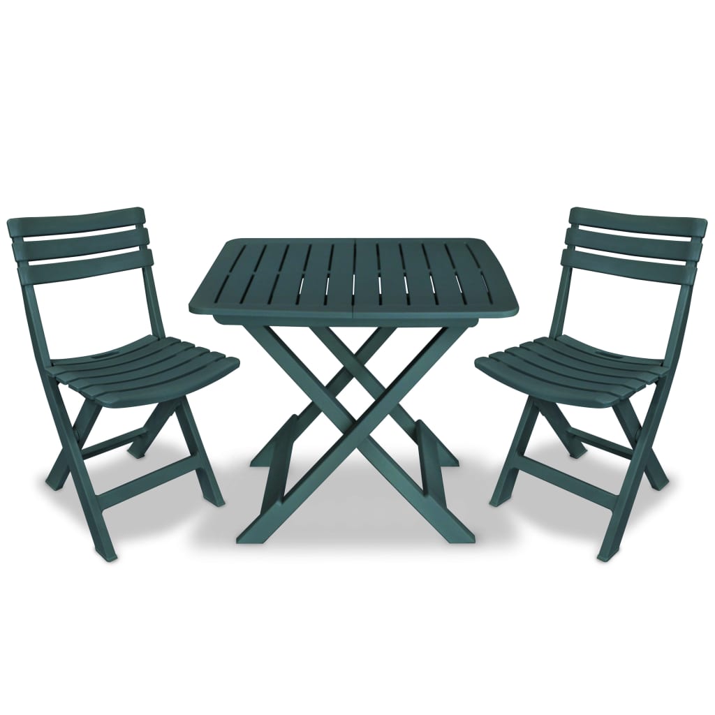 3Dílný Skládací Bistro Set Plastový Zelený