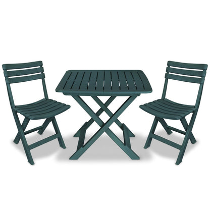 3Dílný Skládací Bistro Set Plastový Zelený