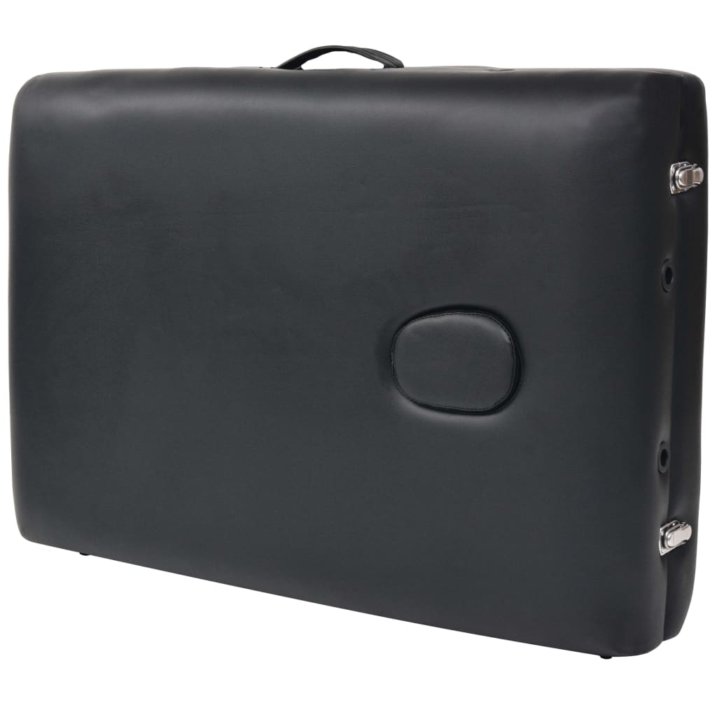 Skládací Masážní Stůl 3 Zóny A Stolička Tloušťka 10 Cm Černé